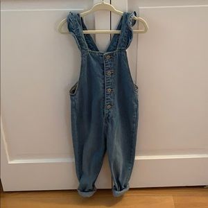 Zara Kids Ruffled Denim Overalls size 3-4